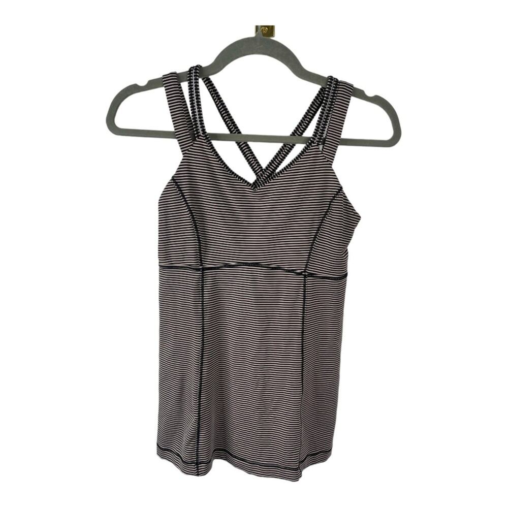 Lululemon Happy Strappy Tank Top Mini Stripe Sporty Pickleball Athleisure 6